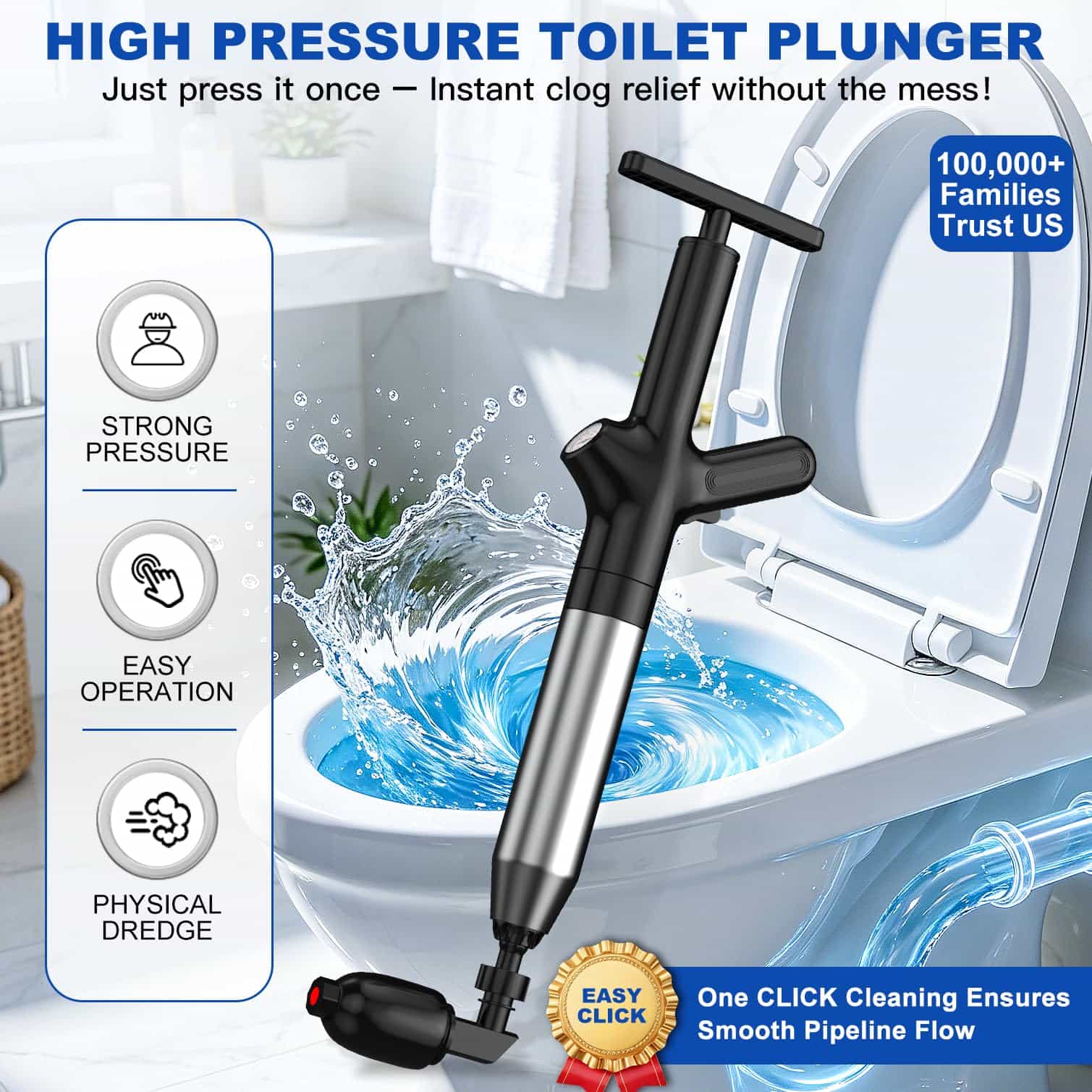 Plunger Toilet - Wysokociśnieniowy odkurzacz do toalet, wielofunkcyjny odkurzacz
