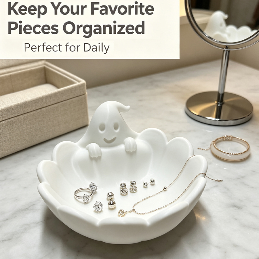 Home Essentials Bathroom Storage - Matowa biała tacka na biżuterię w